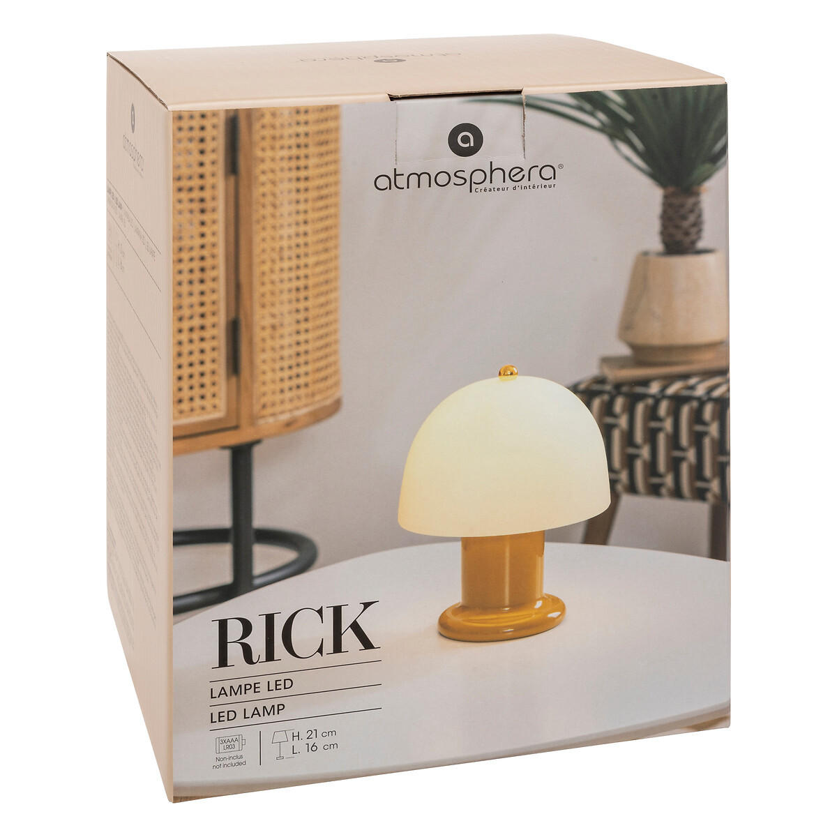 PILZLAMPE Rick 21 cm - Gelb, Glas (16/16/21cm) - Atmosphera Createur d´interieur