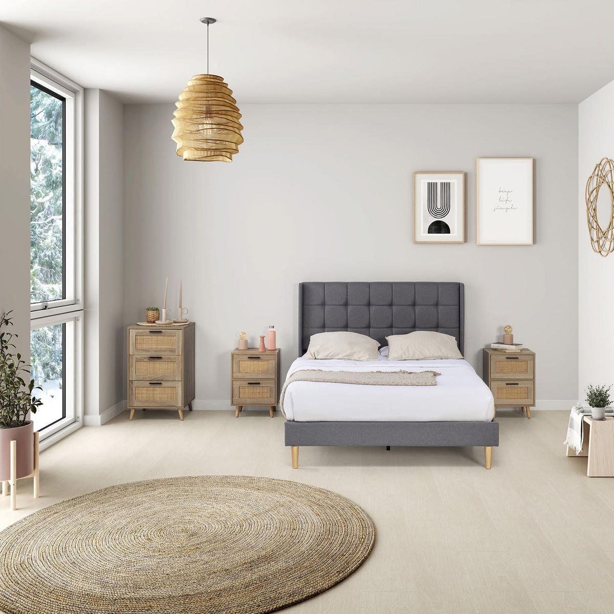 POLSTERBETT 90x190 cm Esther, Dunkelgrau - Dunkelgrau, Textil (195/96/117cm) - VS Venta-stock