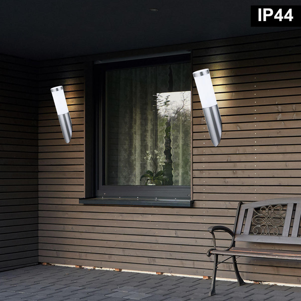 LED AUSSEN-WANDLEUCHTE Edelstahl Silber - Silberfarben, Kunststoff (37.6/37.6/7.6cm)