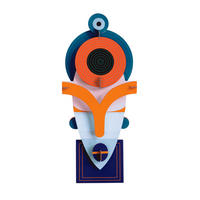 WANDDEKO Lamu-Maske 16/6 cm - Blau/Orange, Wellpappe (16/6/37cm) - KUNSTLOFT