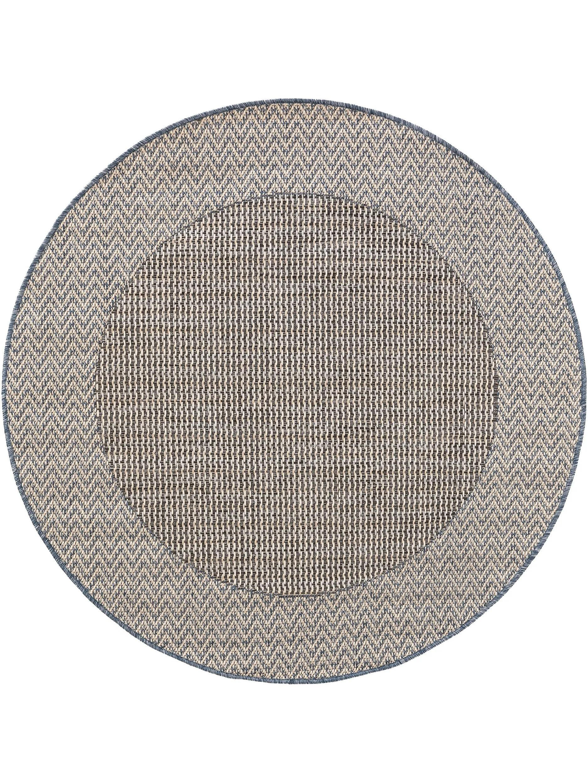 VNITŘNÍ a venkovní kulatý koberec River Béžová/Modrá ø 130 cm kulatý - béžová, textil/umělá hmota (130/130cm) - benuta Nest