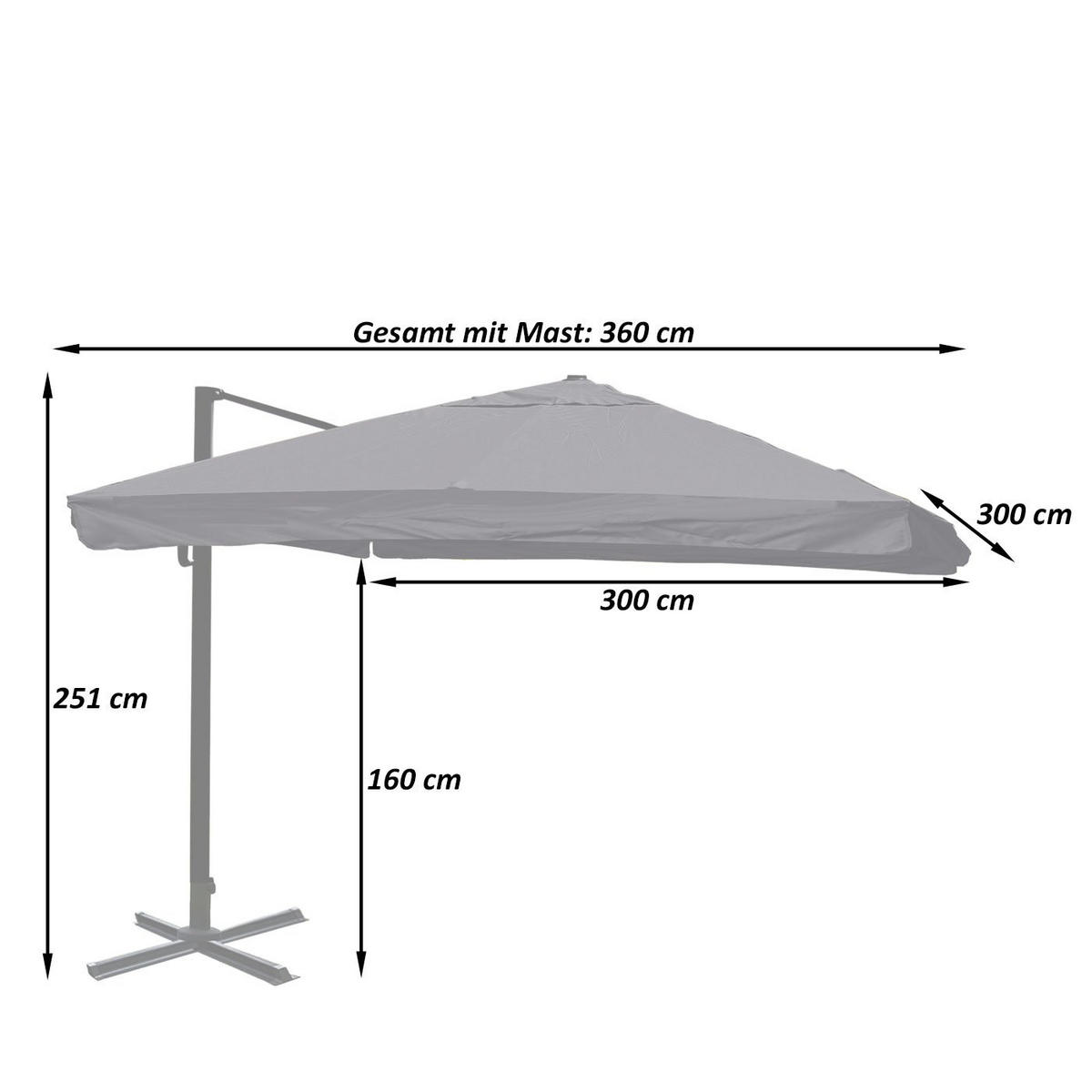 AMPELSCHIRM I Anthrazit 300/300 cm - Anthrazit, Textil (360/300cm) - MCW