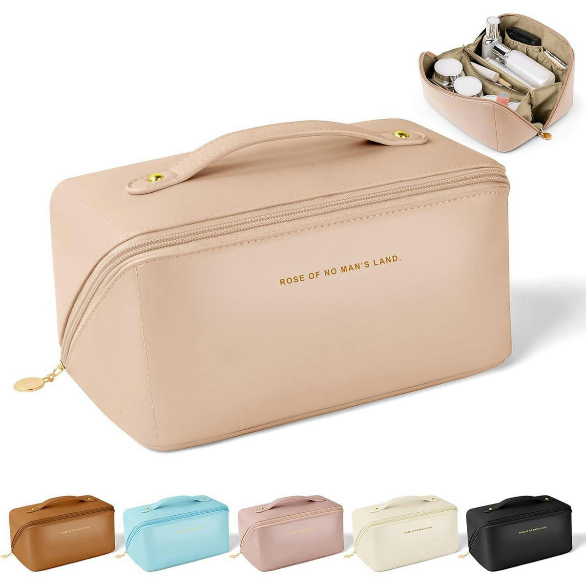KULTURTASCHE PU-Leder Rosa mit Griff - Rosa, Kunststoff (3.6/31/21cm)