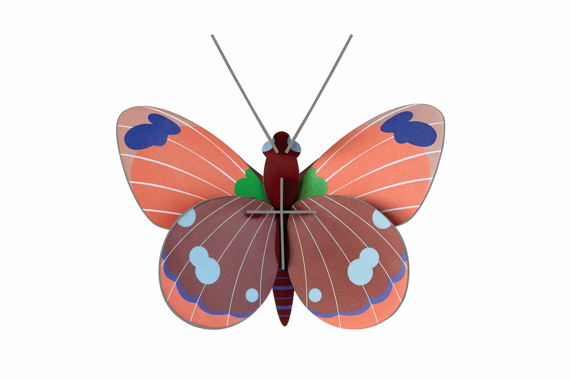 WANDDEKO Delias-Schmetterling 14/6 cm - Blau/Pink, Wellpappe (14/6/13cm) - KUNSTLOFT