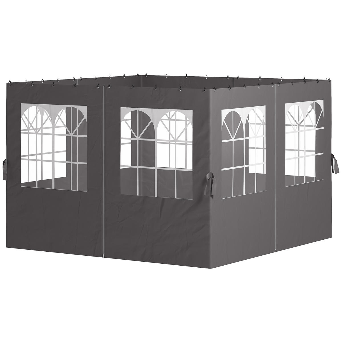PAVILLON-SEITENWÄNDE, 4 Seitenwand-Paneele für Gartenpavillon, mit Reißverschluss, 3 x 3 m Pavillon, Dunkelgrau - Dunkelgrau, Textil (302/205/1cm)