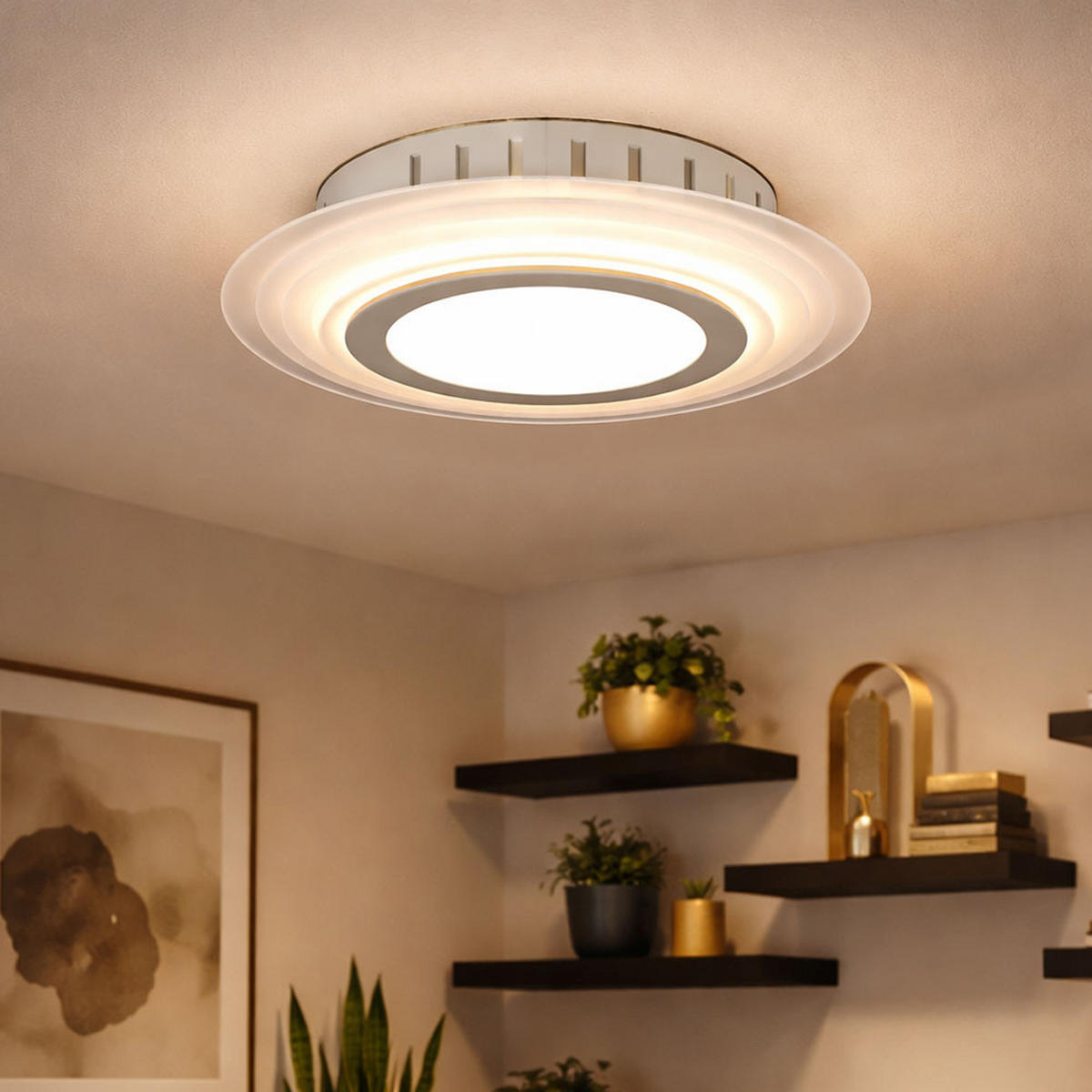 LED DECKENLEUCHTE Glas Silber rund 2er Set - Silberfarben, Glas (30/30/7.2cm)