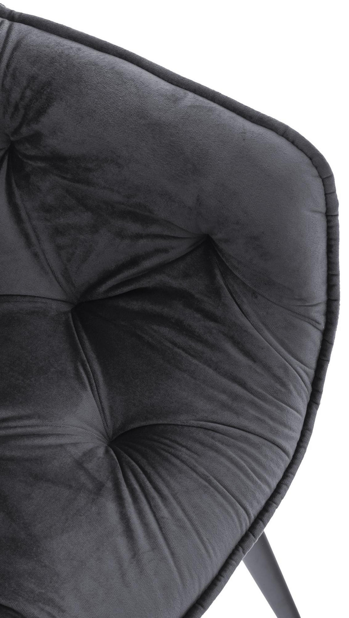 ARMLEHNENSTUHL Samt Dunkelgrau - Dunkelgrau/Schwarz, Textil/Metall (58/83/62cm) - CLP