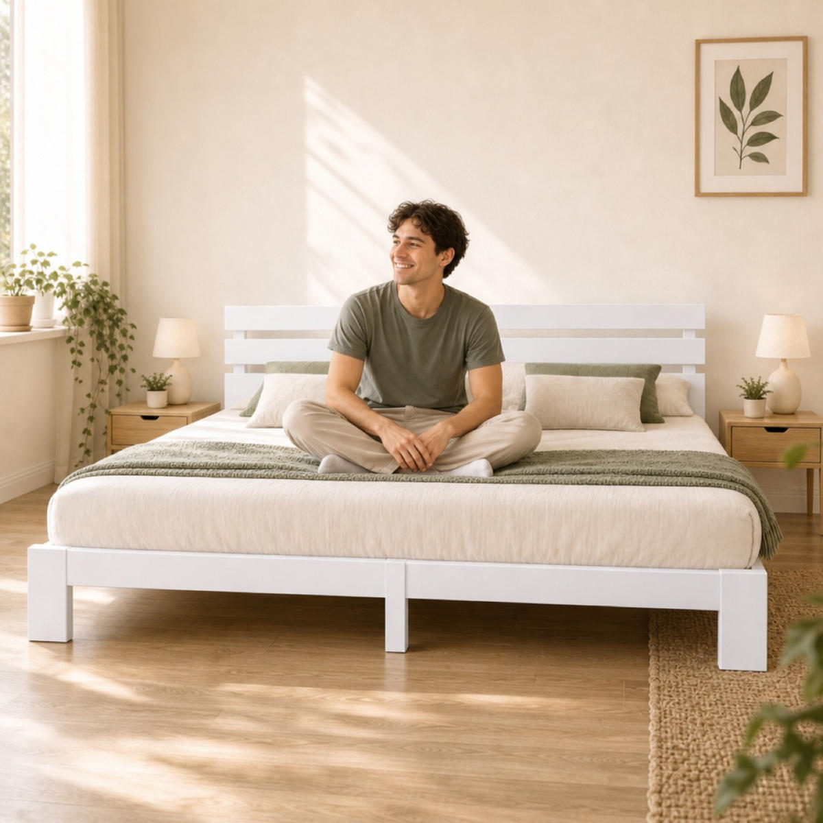 BETT Weiß Massivholz mit Lattenrost 160x200 cm - Weiß, Holz - Relaxdays