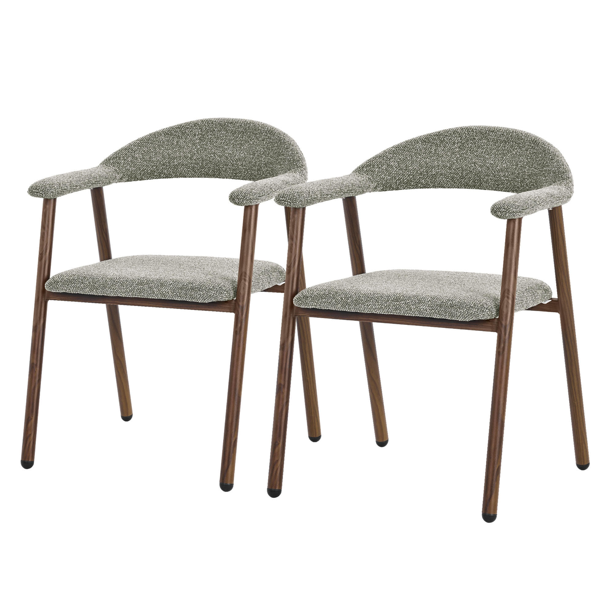ESSZIMMERSTÜHLE 2er Set Grün mit Webstruktur & Stahlgestell-Holzoptik - Braun/Grün, Textil/Metall (59/78/61cm) - ML-DESIGN