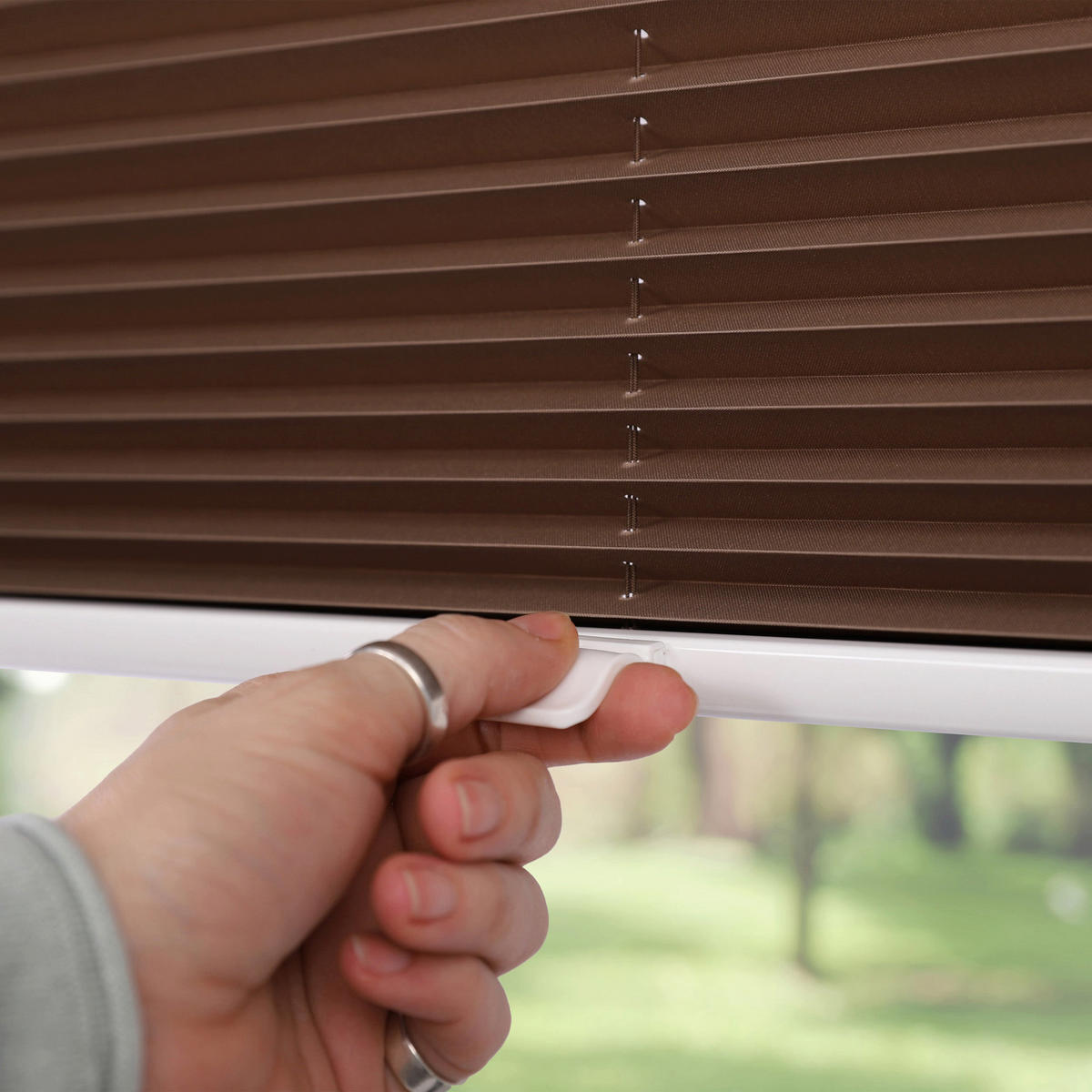 PLISSEE Thermo Basic 75 x 210cm Klemmfix ohne Bohren - Hellbraun, Textil (75/210/210cm) - Deco-Raum
