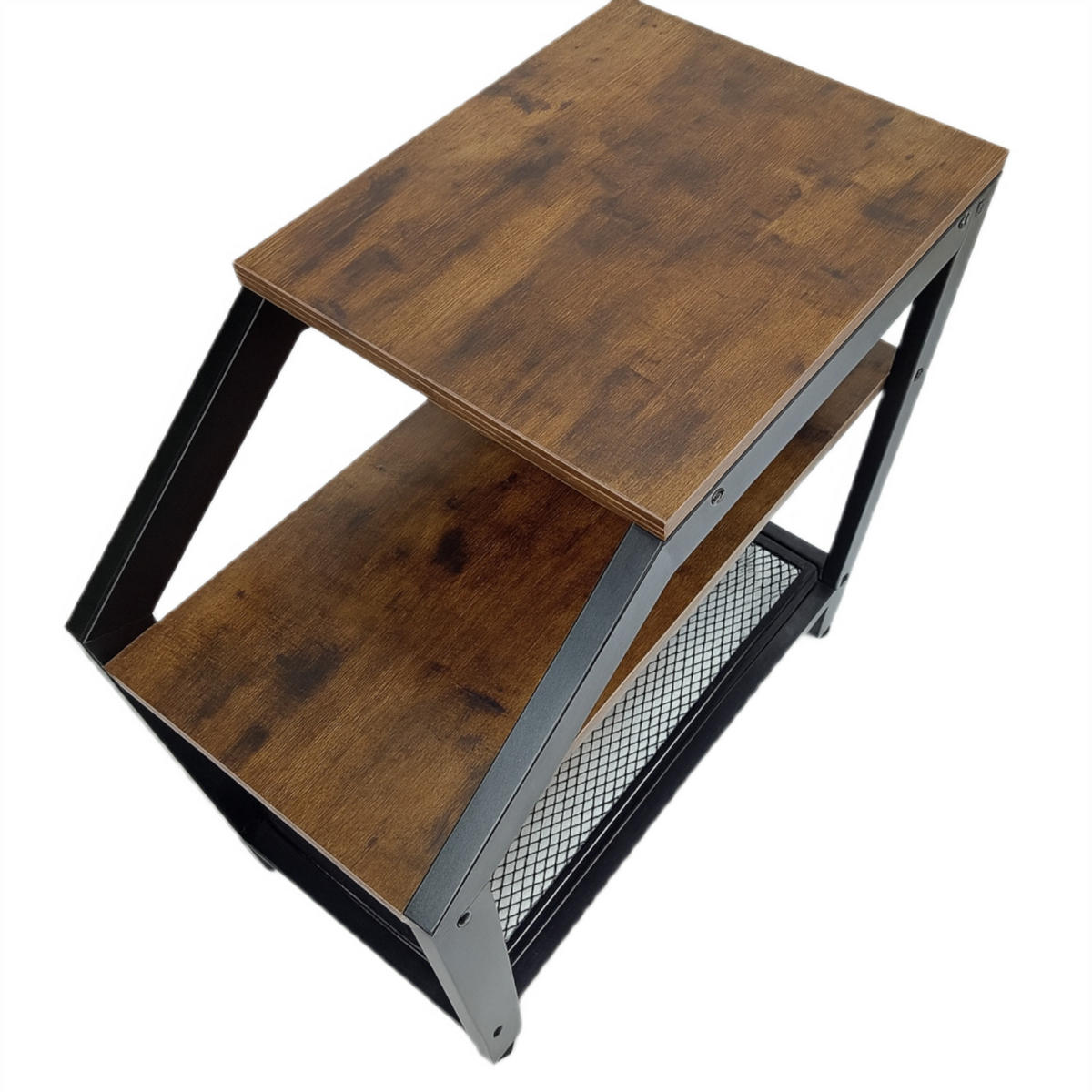 BEISTELLTISCH Metall Holzoptik Dunkelbraun Schwarz 3 Ablagen 59x30x60 cm - Dunkelbraun/Schwarz, Holzwerkstoff/Metall (30/59/60cm) - Begryf