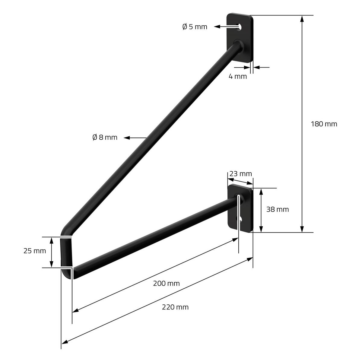 REGALHALTERUNG - Schwarz, Metall (22/2.3/18cm) - ML-DESIGN
