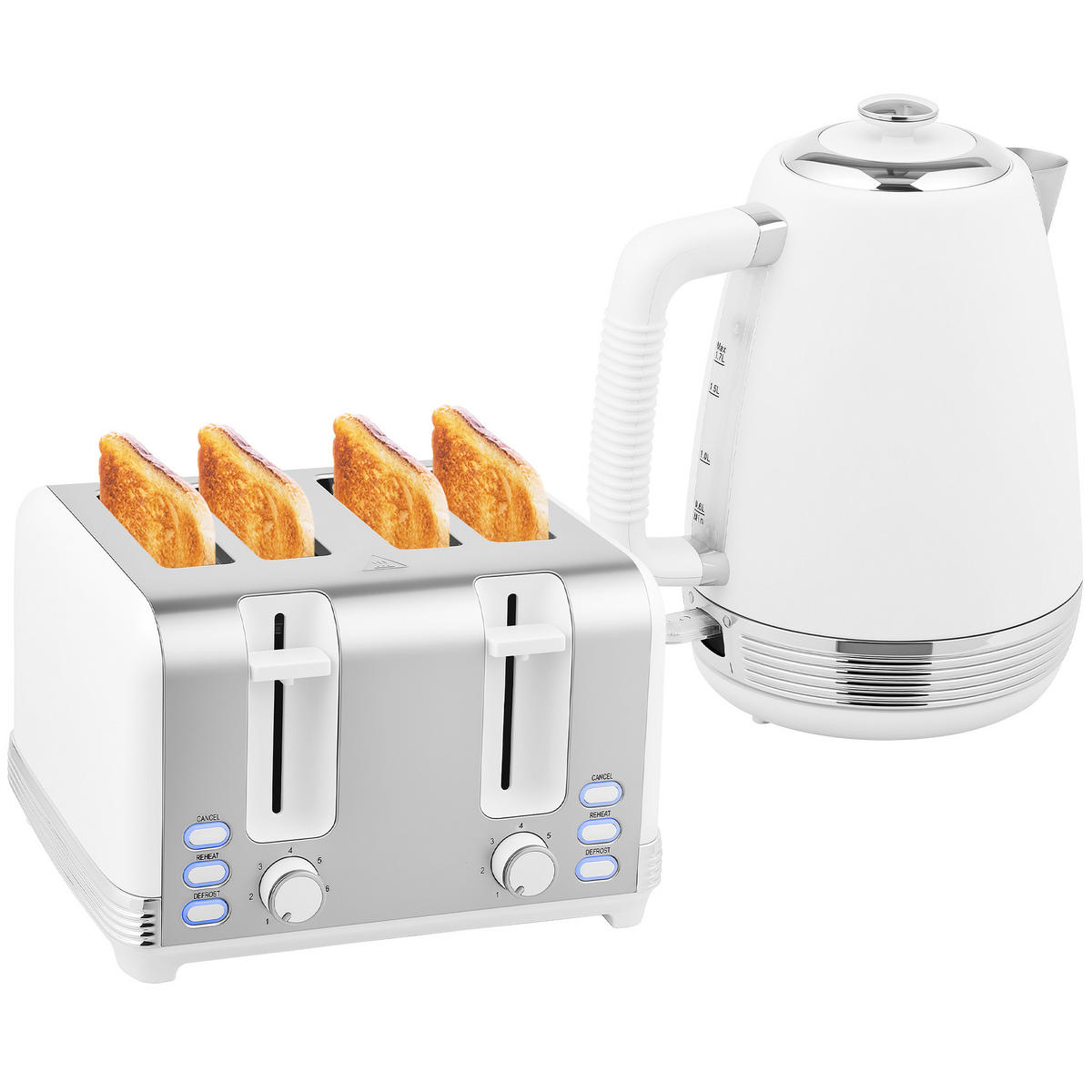 WASSERKOCHER-TOASTER-SET DE-17458 Weiß - Weiß, Metall (16.5/25.2/21.1cm) - ComfortXL