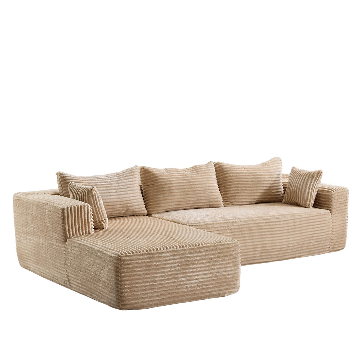 ECKSOFA 279/179/83 cm Beige Cord mit Chaiselongue - Beige, Textil (179/83/279cm) - Oxeza