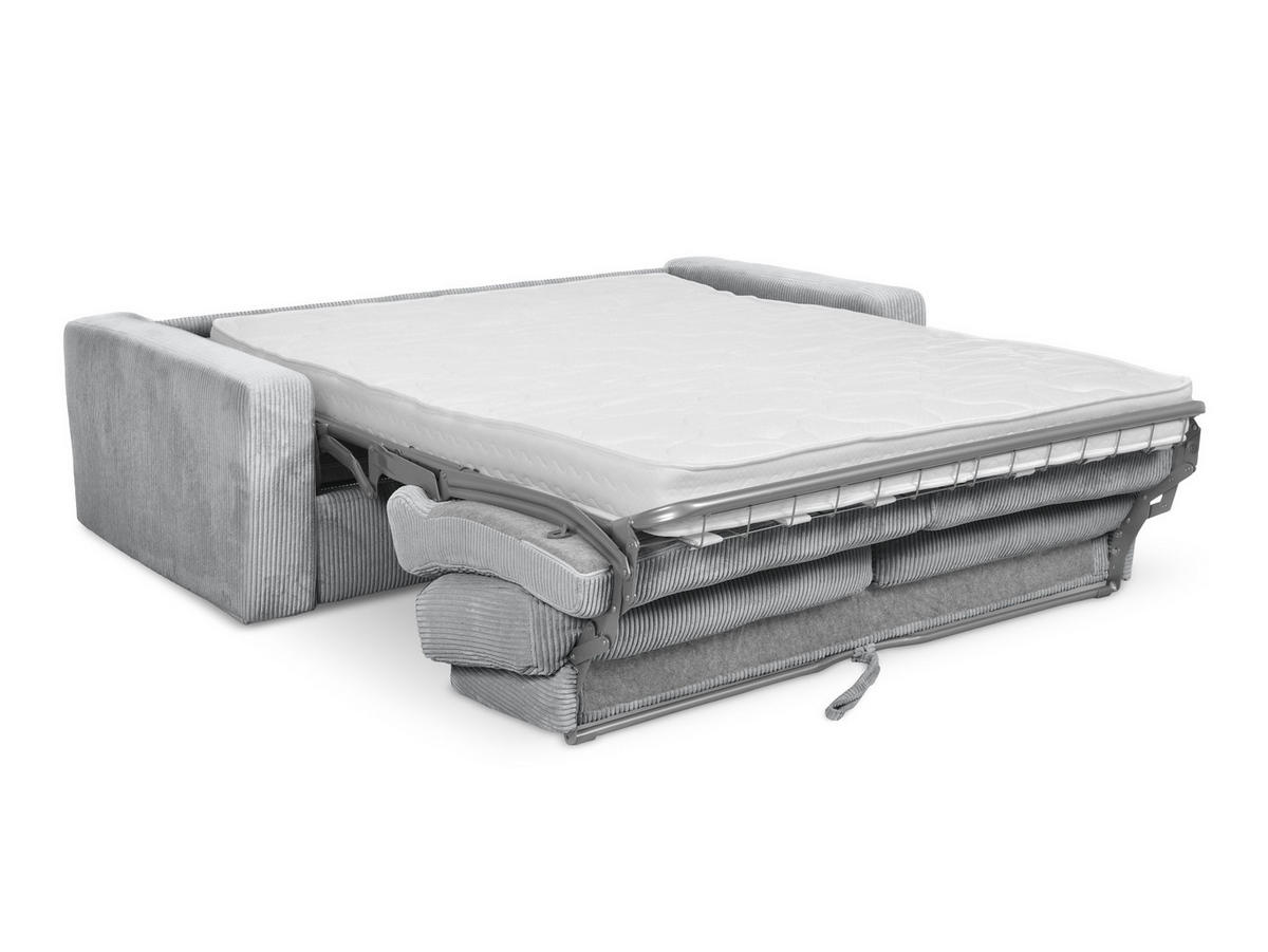 3-SITZER SOFA mit Schlaffunktion Cord Stoff Grau - Hellgrau/Schwarz, Kunststoff/Textil (195/80/100cm) - Makamii