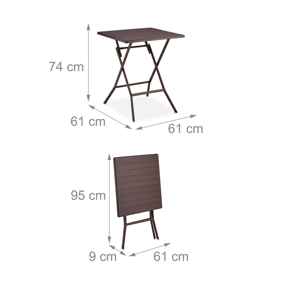 BALKONMÖBEL-SET 3-tlg. - Braun, Kunststoff/Metall - Relaxdays