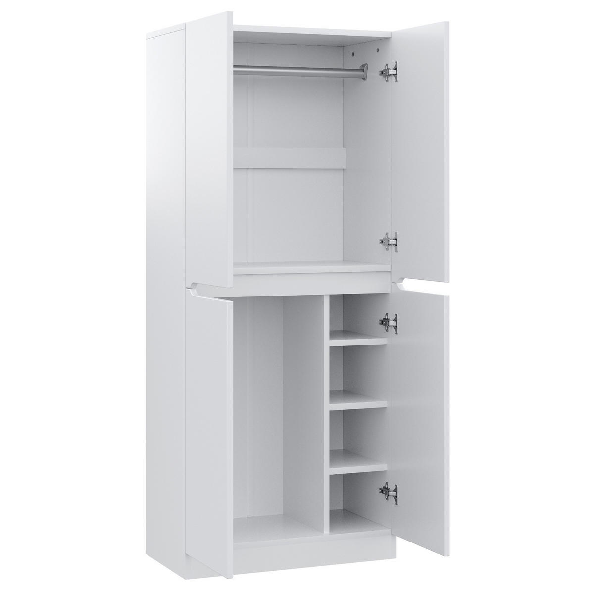 KLEIDERSCHRANK 70/40/170 cm mit 2 Drehtüren in Weiß - Weiß, Holz (70/170/40cm) - BEAOK