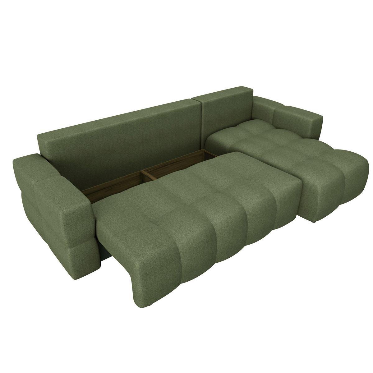 ECKSOFA RECHTS SCHLAFSOFA Mit Stauraum Stoff grün 286 cm - Olivgrün, Textil (286/169cm) - Sia Home