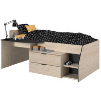 HOCHBETT Parisot Milky 90x200 Holznachbildung Weiß/Japanische Eiche - Eichefarben/Schwarz, Kunststoff (90/200cm) - 58aufmkessel