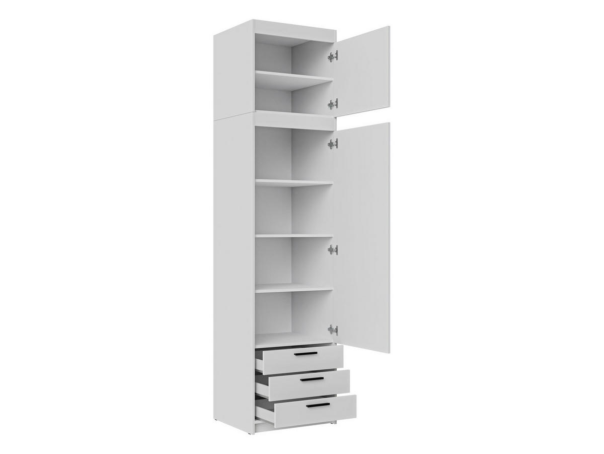 KLEIDERSCHRANK Elena 1D3S + Schrankaufsatz - Silberfarben/Sonoma Eiche, Holzwerkstoff/Kunststoff (60/246/53cm) - MIRJAN24