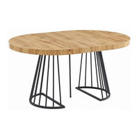 ESSTISCH ausziehbar - 2 bis 12 Personen - MDF & Stahl - Holzfarben & Schwarz - FIRELA - Schwarz/Naturfarben, Holz (260/110/76cm) - Vente-Unique