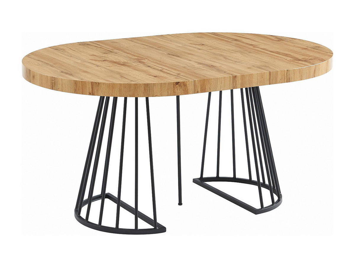 ESSTISCH ausziehbar - 2 bis 12 Personen - MDF & Stahl - Holzfarben & Schwarz - FIRELA - Schwarz/Naturfarben, Holz (260/110/76cm) - Vente-Unique