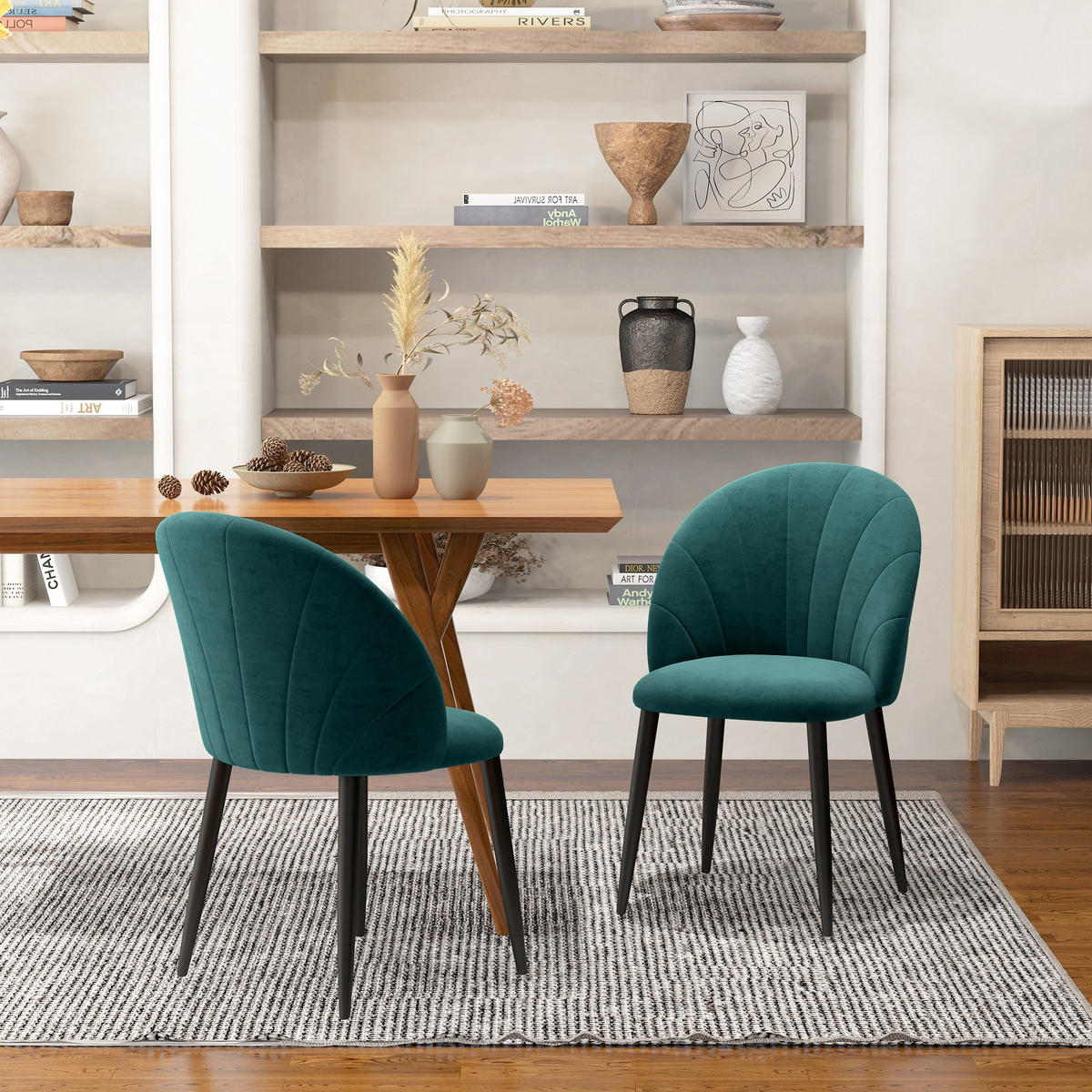 ESSZIMMERSTÜHLE, Samt, Metall, Grün - Grün, Textil (52/79/54cm) - HOMCOM