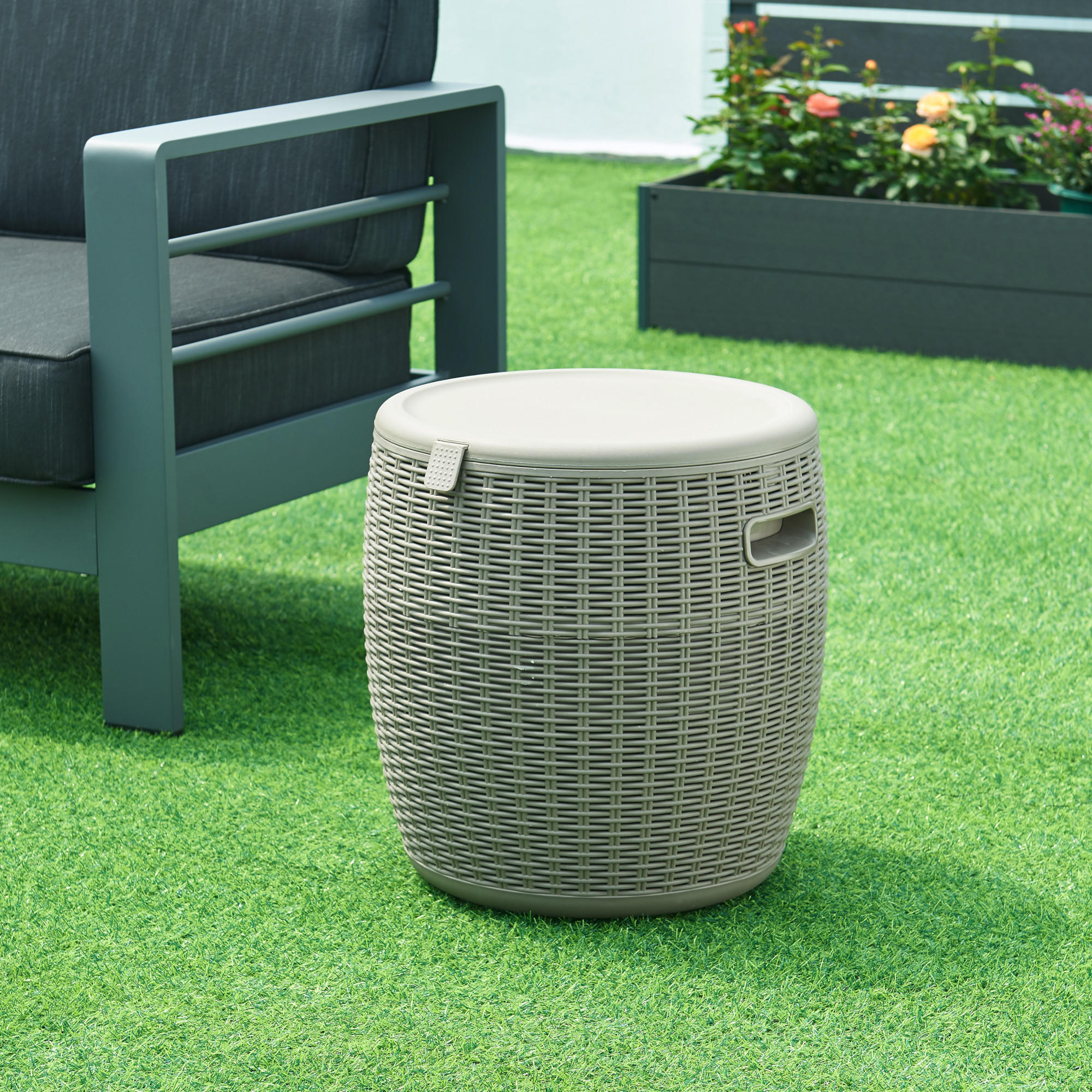 KÜHLBOX-HOCKER Avetrana - Hellbraun, Kunststoff (40/44/40cm) - casa.pro