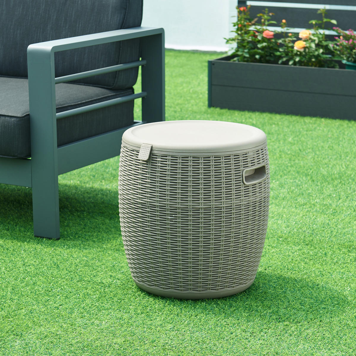 KÜHLBOX-HOCKER Avetrana - Hellbraun, Kunststoff (40/44/40cm) - casa.pro