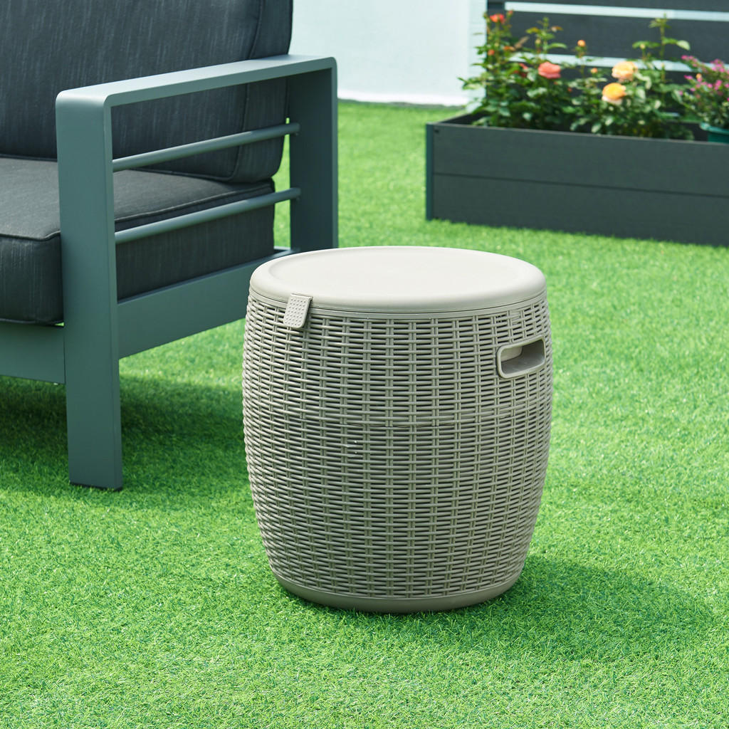 Thumbnail - casa.pro Kühlbox-Hocker, Hellbraun, Kunststoff, 1-Sitzer, 40x44x40 cm, Gartenmöbel, Gartenstühle, Gartenhocker