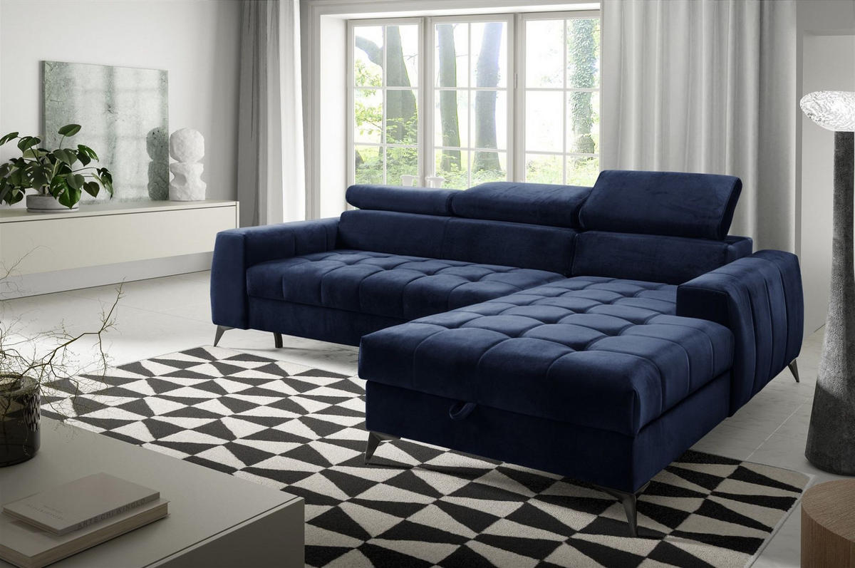 ECKSOFA Agnesa Xs In Salvador - Dunkelblau, Holzwerkstoff/Textil (260/200cm) - Fun Möbel