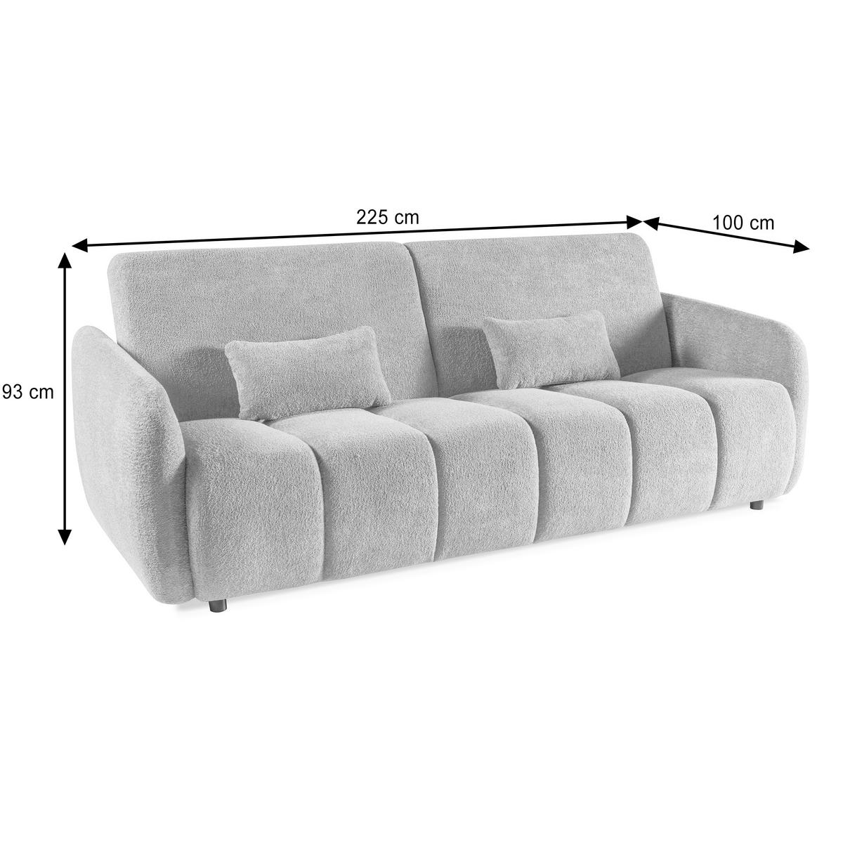 SCHLAFSOFA Carla 3-Sitzer mit Schlaffunktion, Braun - Braun, Textil (225/93/100cm) - Beautysofa