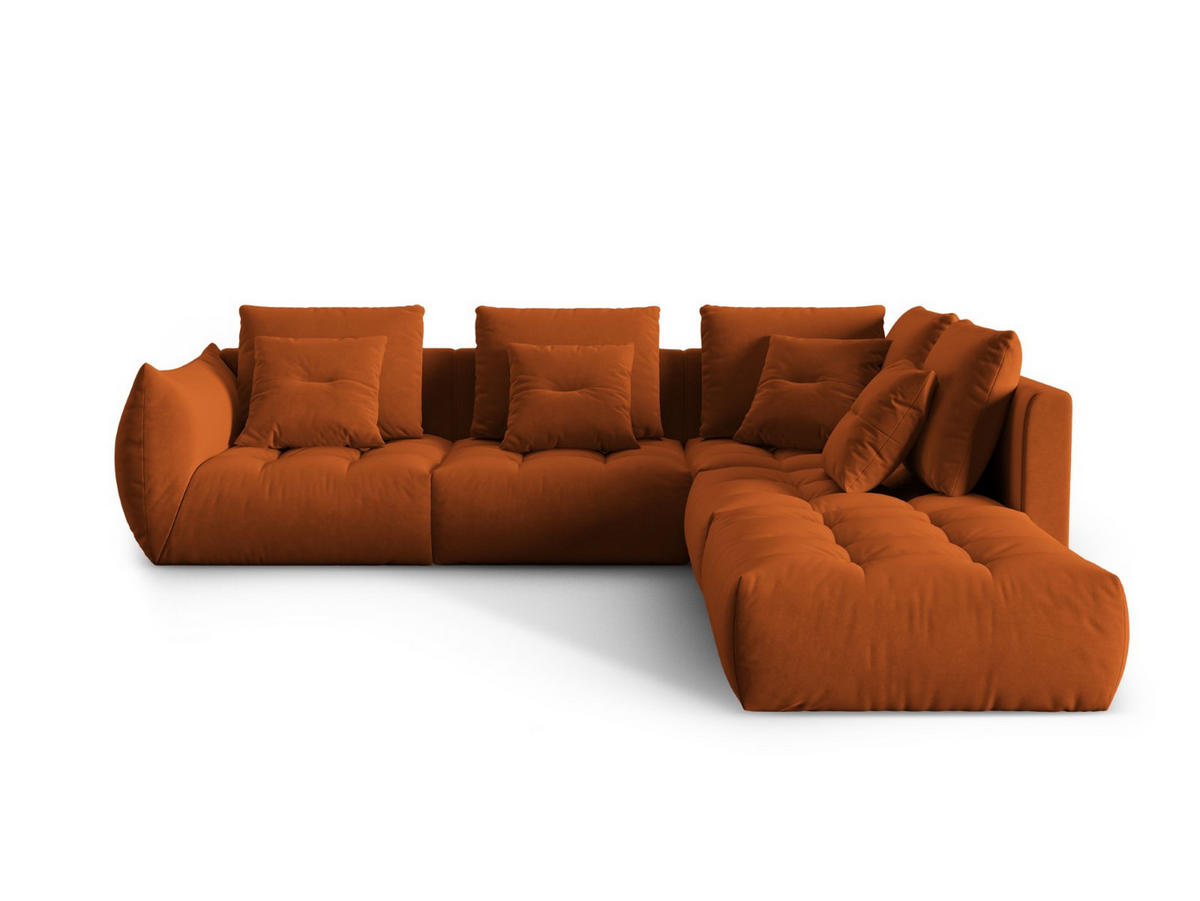ECKSOFA modular rechts Bloom aus Samt terrakotta 4 Sitzplätze - Terracotta, Textil (310/316cm) - Micadoni