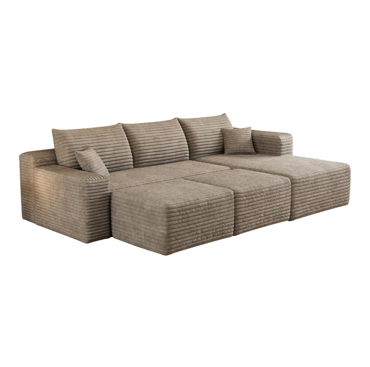 ECKSOFA 241/151/58 cm camel aus Stoff ohne Montage - Hellgrau, Textil (151/241cm) - OKWISH