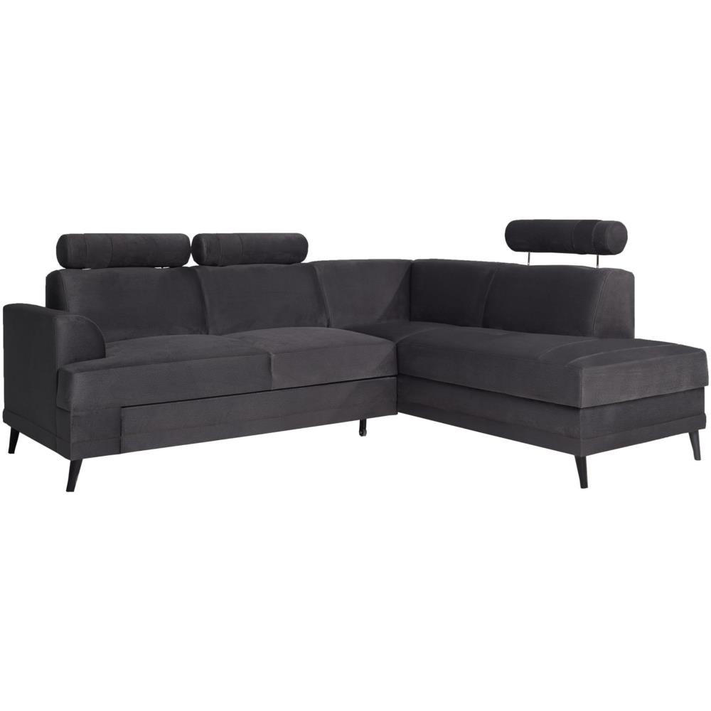 ECKSCHLAFSOFA Kordian rechts schwarz - Schwarz, Textil (250/200cm) - Beautysofa
