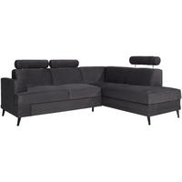 ECKSCHLAFSOFA Kordian rechts schwarz - Schwarz, Textil (250/200cm) - Beautysofa