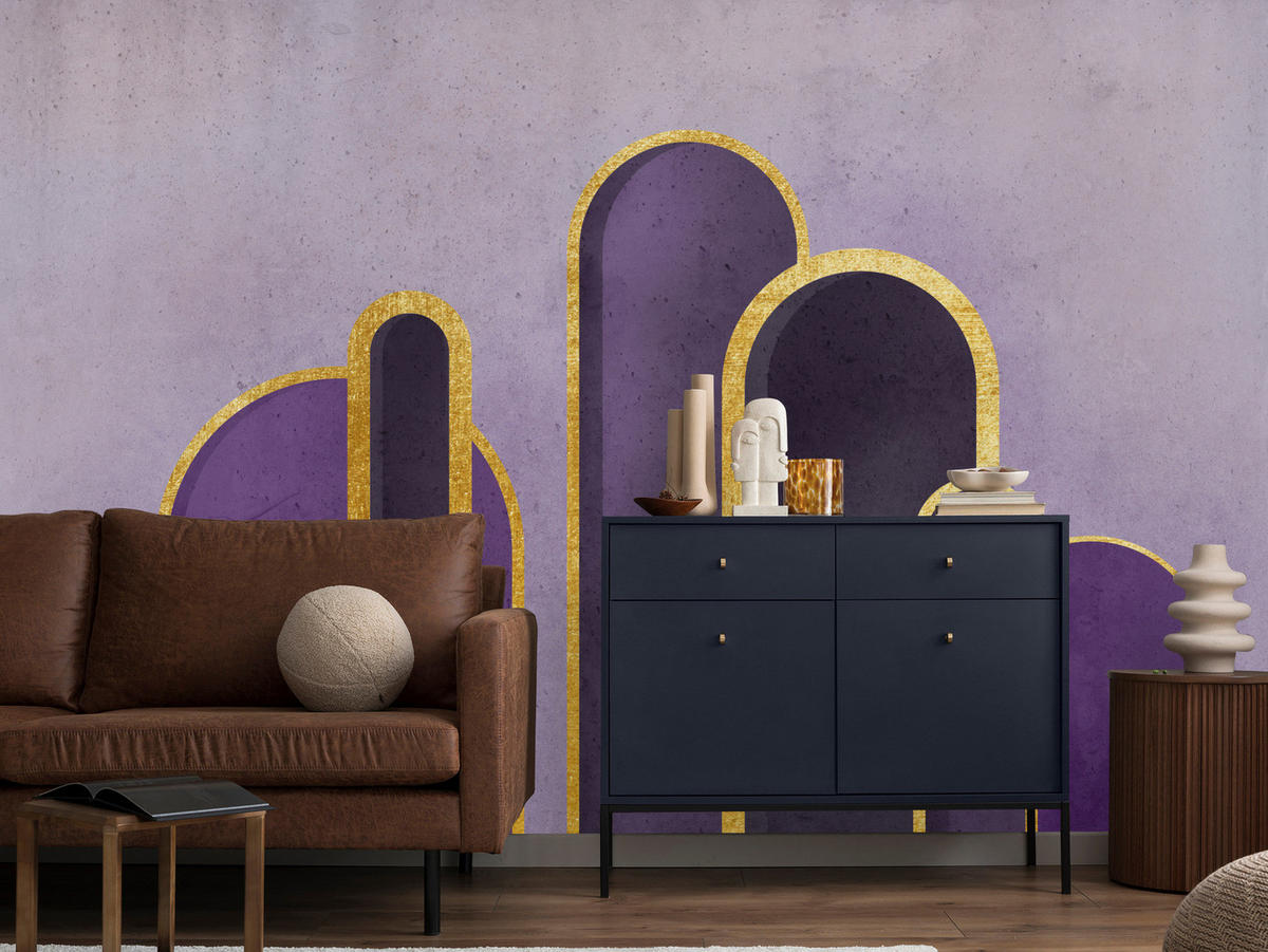 FOTOTAPETE Geometrische Muster Abstraktion Glamour 250x175 - Gelb/Beige, Papier (250/175cm) - Muralo