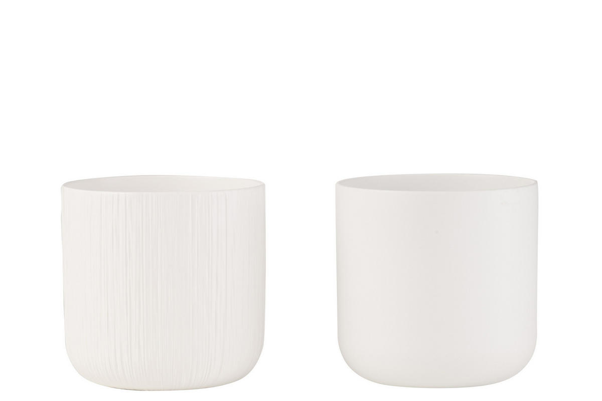 BLUMENTOPF GEN - Keramik - Weiß - XL - 2er Set - Ø 21 cm - Weiß, Keramik (21/20cm) - J-Line
