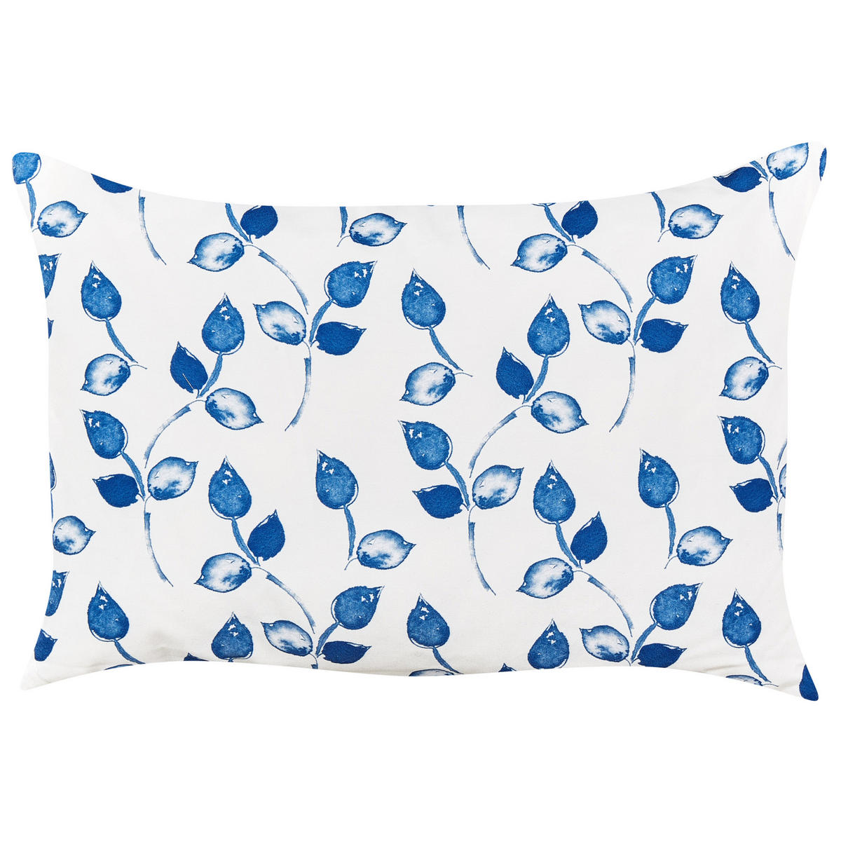 GARTENKISSEN 2er-Set Blattmotiv weiß/blau 40/60 cm Torbora - Weiß, Textil (40/60cm) - Beliani