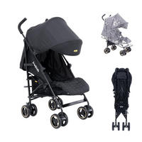 BUGGY Kinderwagen Reisebuggy bis 22kg mit Liegefunktion und Verdeck schwarz - Schwarz, Metall (51/81/104.5cm) - Raelunyi