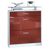 SCHUHSCHRANK Loret Front in Bordeaux Hochglanz - Bordeaux, Holzwerkstoff (89/104/23cm) - Vladon