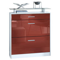 SCHUHSCHRANK Loret Front in Bordeaux Hochglanz - Bordeaux, Holzwerkstoff (89/104/23cm) - Vladon