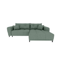 ECKSOFA Massimo Strukturstoff Salbeigrün inkl. Schlaffunktion Rechts - Salbeigrün/Schwarz, Textil/Metall (246/177cm) - 99rooms