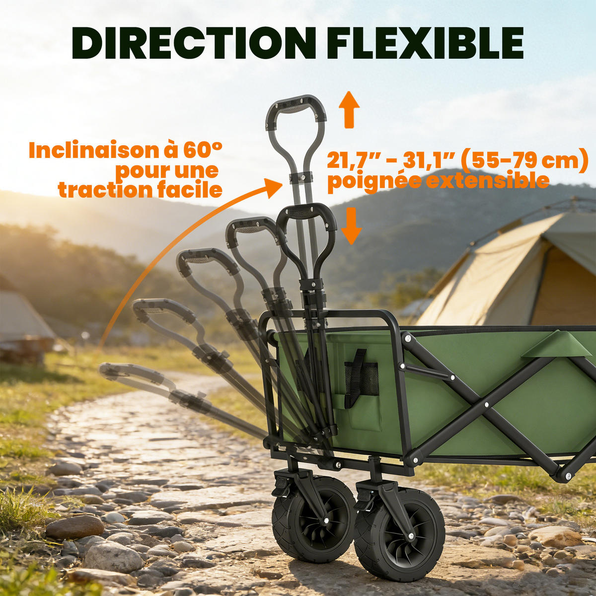 GARTENWAGEN DE-18773 130L mit All-Terrain-Rädern & Bremsen Grün - Grün, Metall (56/100/133cm) - ComfortXL
