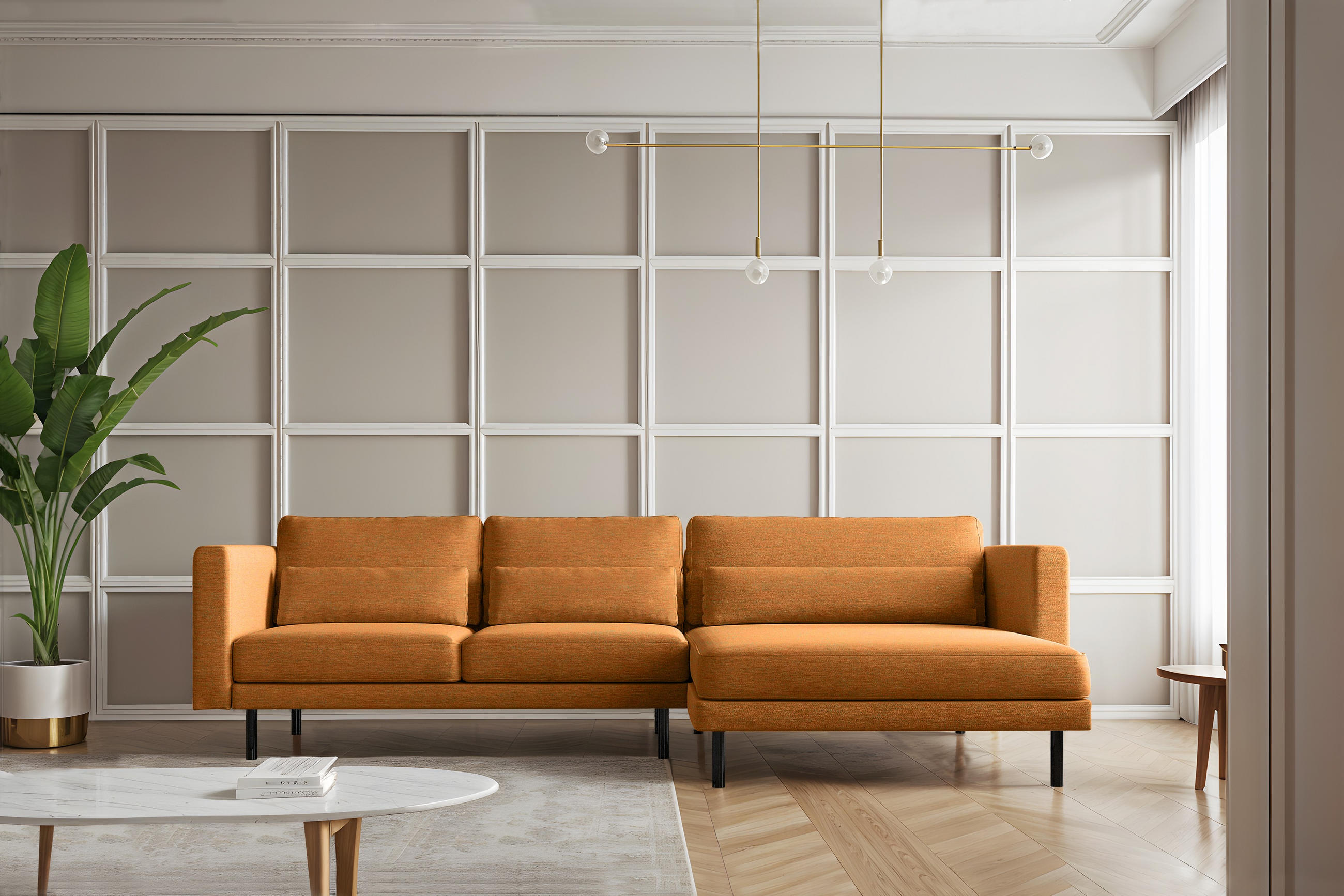 ECKSOFA L-form Dani Stoff Verita Kupfer Rechts - Kupferfarben, Holz (281/174cm) - Kaiser Möbel