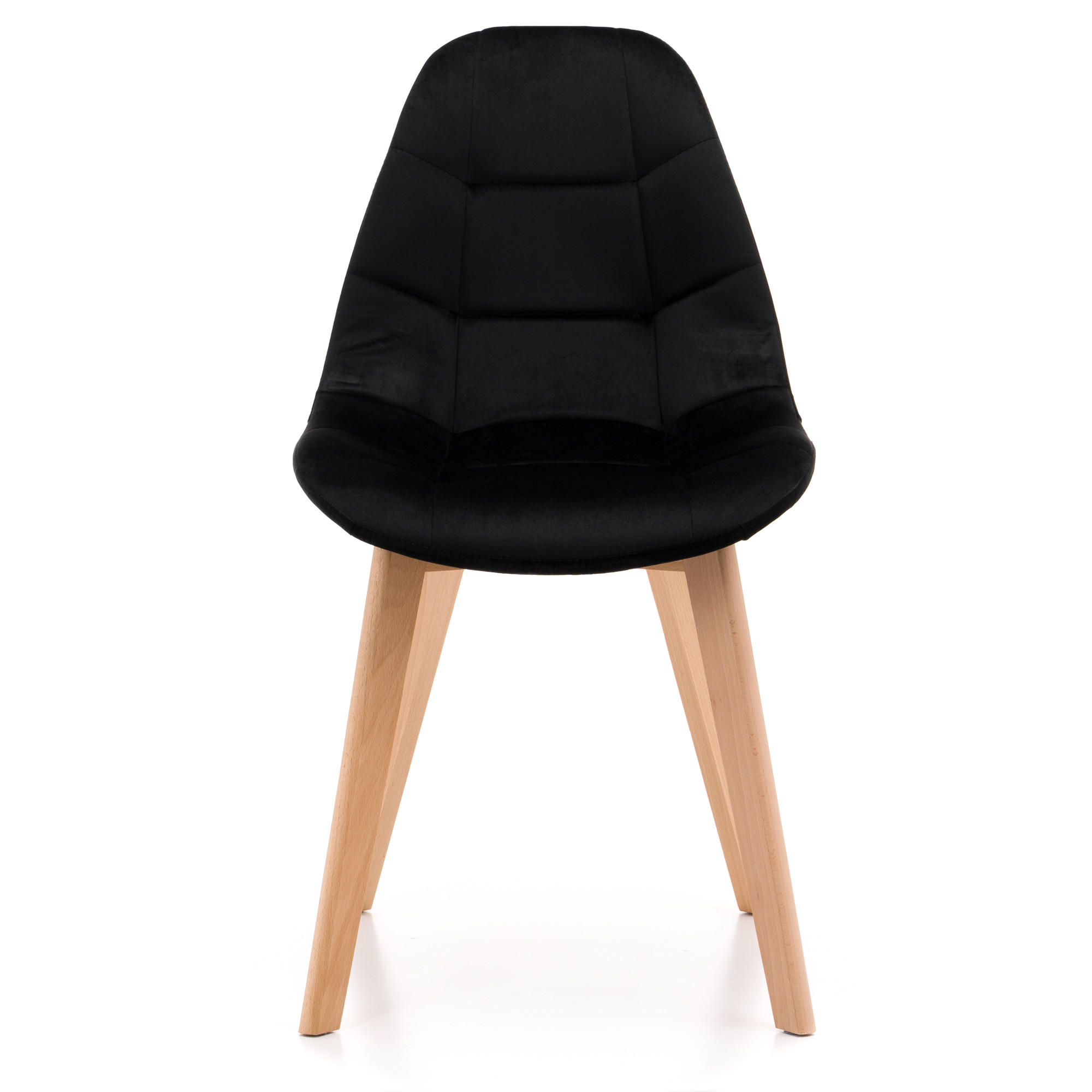STUHL VEGAS im skandinavischen Stil - schwarz - Samt Velours - Schwarz/Naturfarben, Holz/Kunststoff (47/86/42cm) - NEW HOME