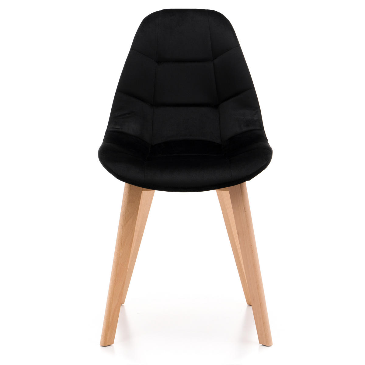 STUHL VEGAS im skandinavischen Stil - schwarz - Samt Velours - Schwarz/Naturfarben, Holz/Kunststoff (47/86/42cm) - NEW HOME