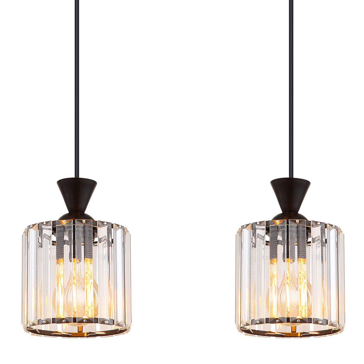 HÄNGELEUCHTE Kristall Klar Schwarz - Schwarz, Metall (86/13/120cm) - Globo Lighting