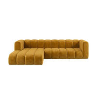 ECKSOFA Modulares In L-Form, Velvet-Stoff Riviera, Senffarbe, Links, GRAND 287 cm - Gelb, Holz (287/179cm) - Kaiser Möbel