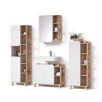 KOMPLET KOPALNIŠKEGA POHIŠTVA Marano, Sonoma/Bela, 4-delni - bela/hrast sonoma, leseni material (80/65/35cm) - Livinity®